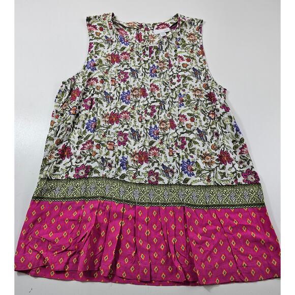 J jill SP PETITE small accordion tank top floral EUC Summer career casual EUC ^ - Picture 5 of 7